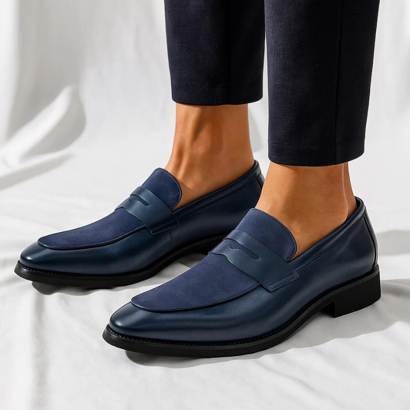 MĘSKIE MOKASYNY ZAMSZOWE TYPU PENNY LOAFERS