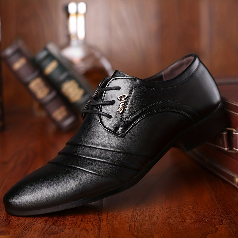MĘSKIE BIZNESOWE BUTY SZNUROWANE Z PU