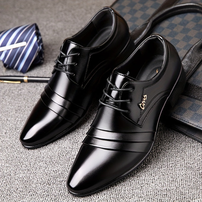 MĘSKIE BIZNESOWE BUTY SZNUROWANE Z PU