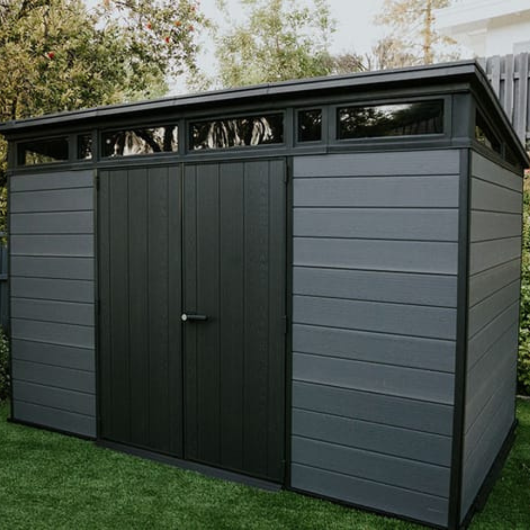 Domek ogrodowy Cortina 11x7 ft – 3,4 m x 2,1 m – zewnętrzny schowek ogrodowy