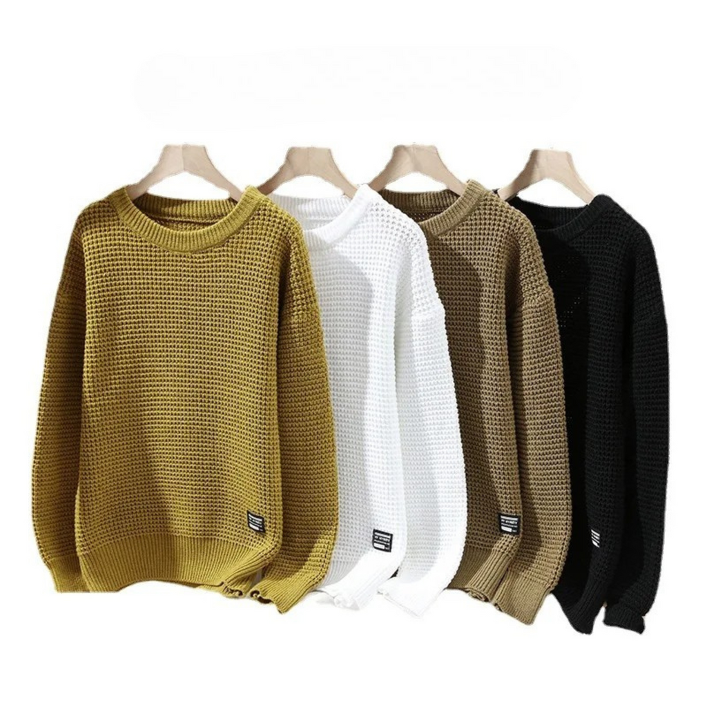 SWETER MĘSKI Z DZIANINY O FAKTUROWYM SPLOCIE
