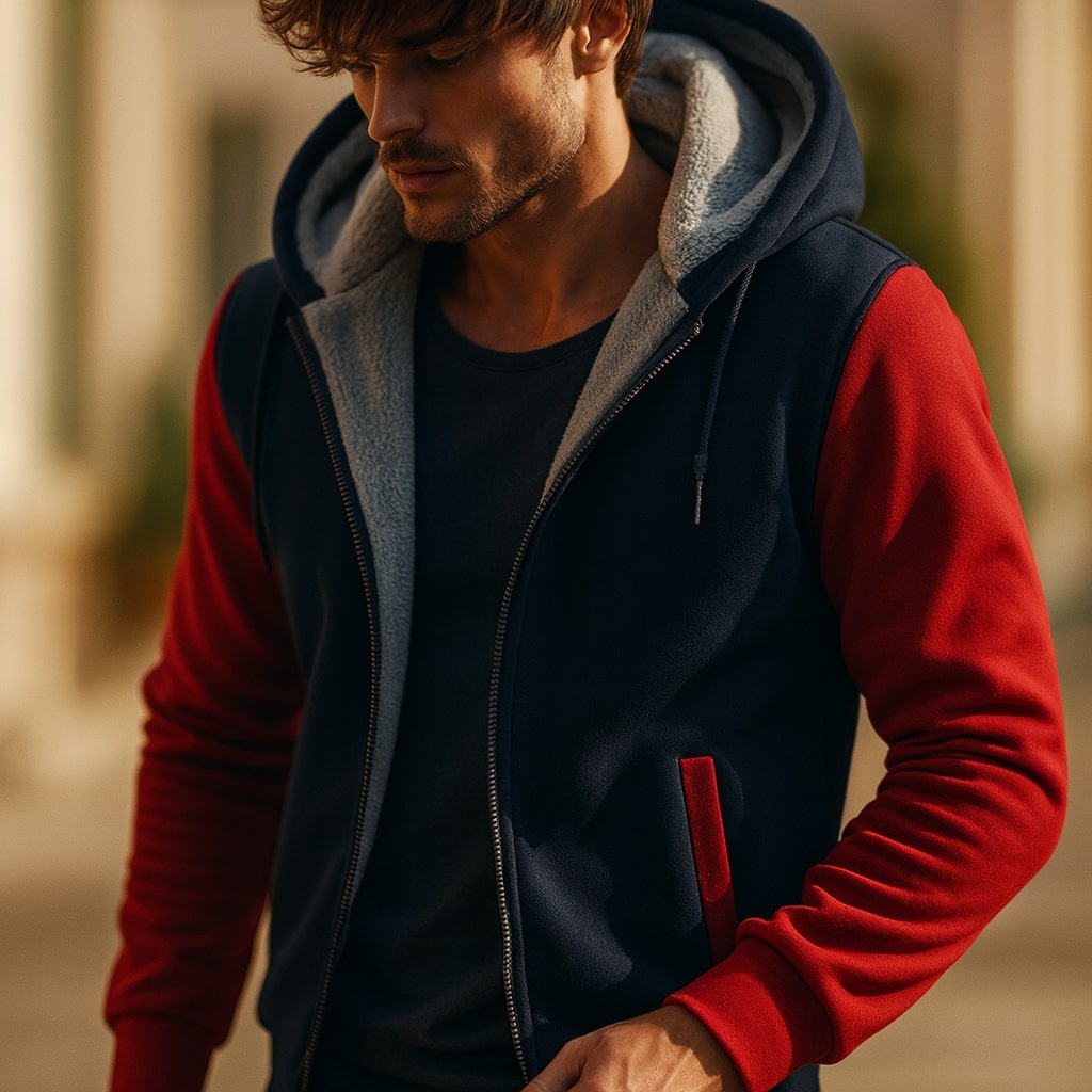 DOUBLE-LAYERED HOODED JACKET FOR MEN