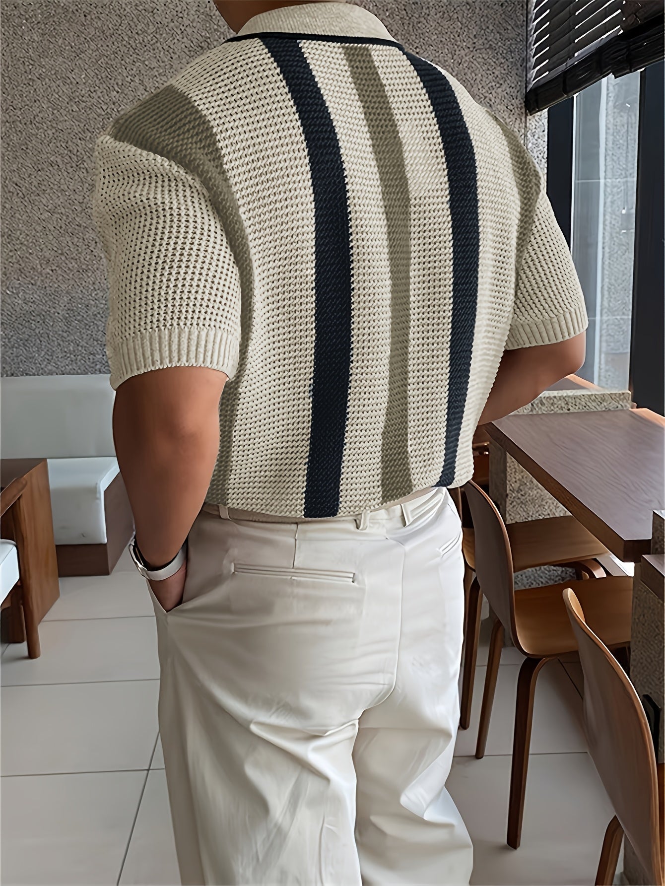 CONTRAST STRIPED POLO FOR MEN