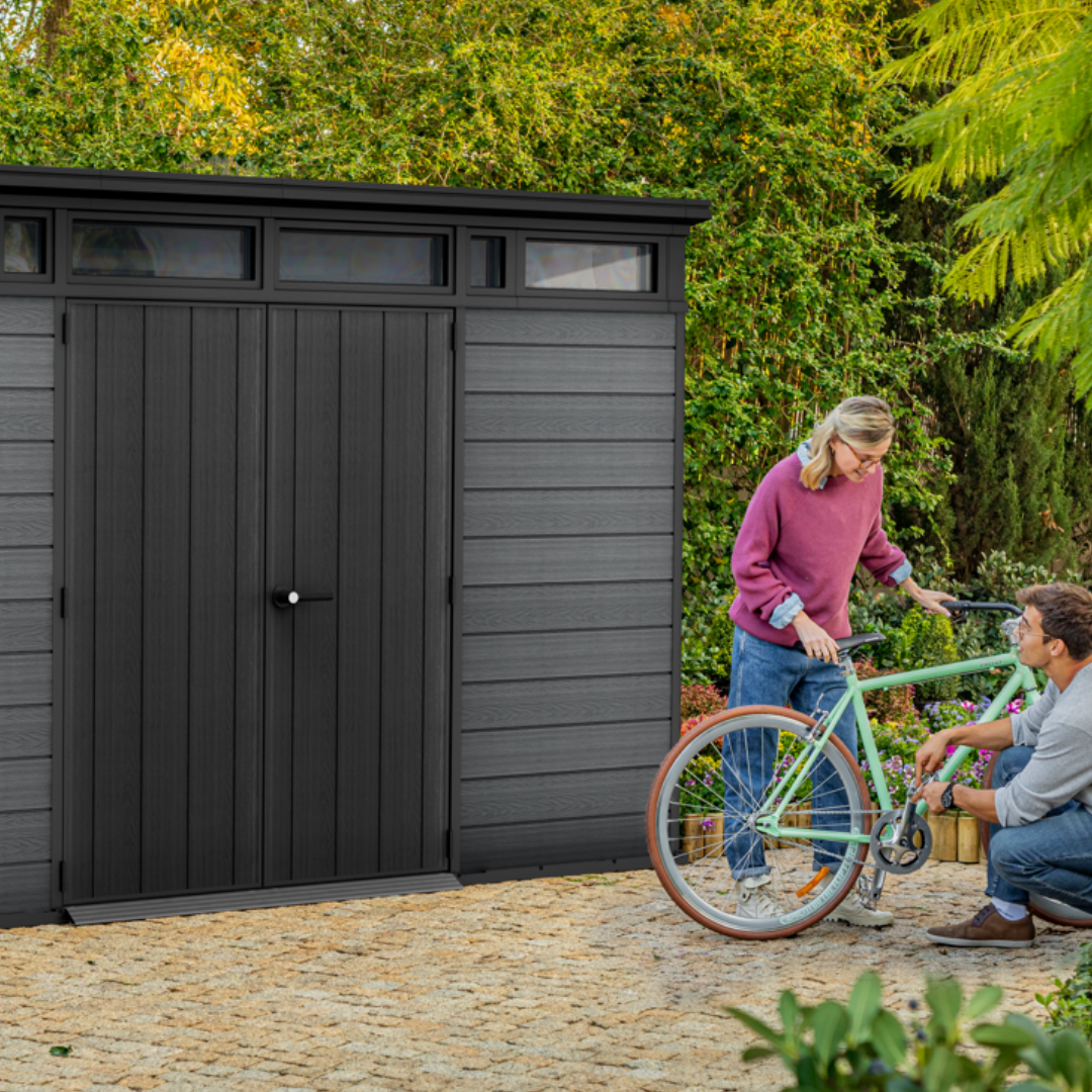 Domek ogrodowy Cortina 11x7 ft – 3,4 m x 2,1 m – zewnętrzny schowek ogrodowy