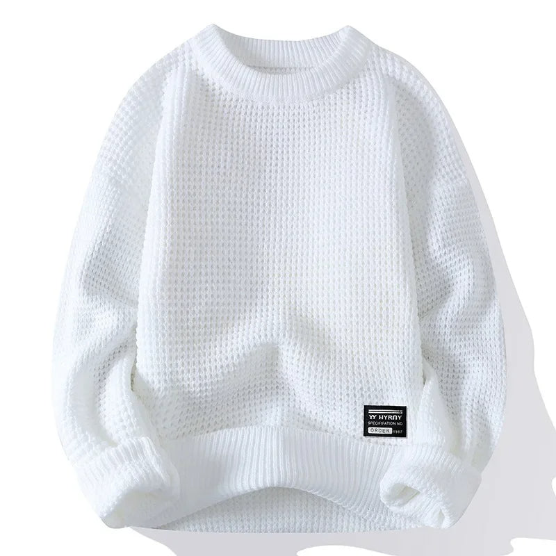 SWETER MĘSKI Z DZIANINY O FAKTUROWYM SPLOCIE