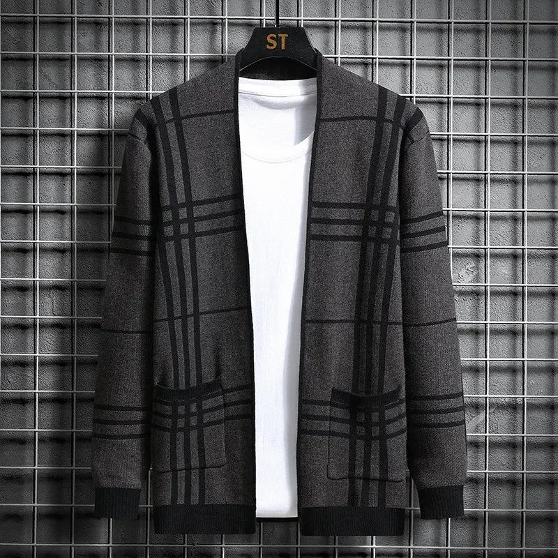 ROZPINANY SWETER MĘSKI W SZACHOWNICĘ