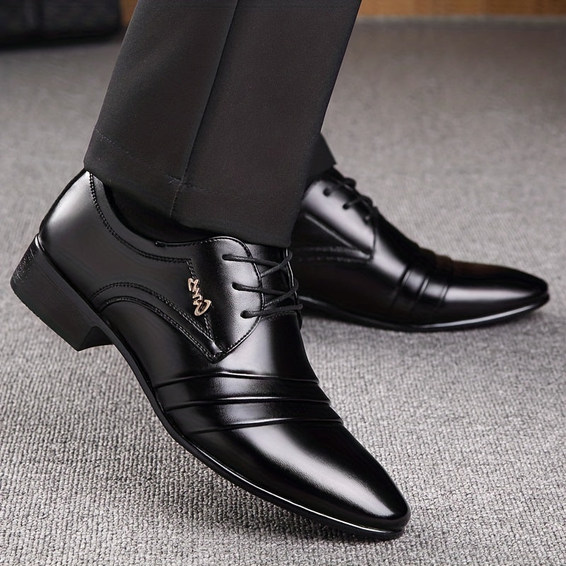 MĘSKIE BIZNESOWE BUTY SZNUROWANE Z PU