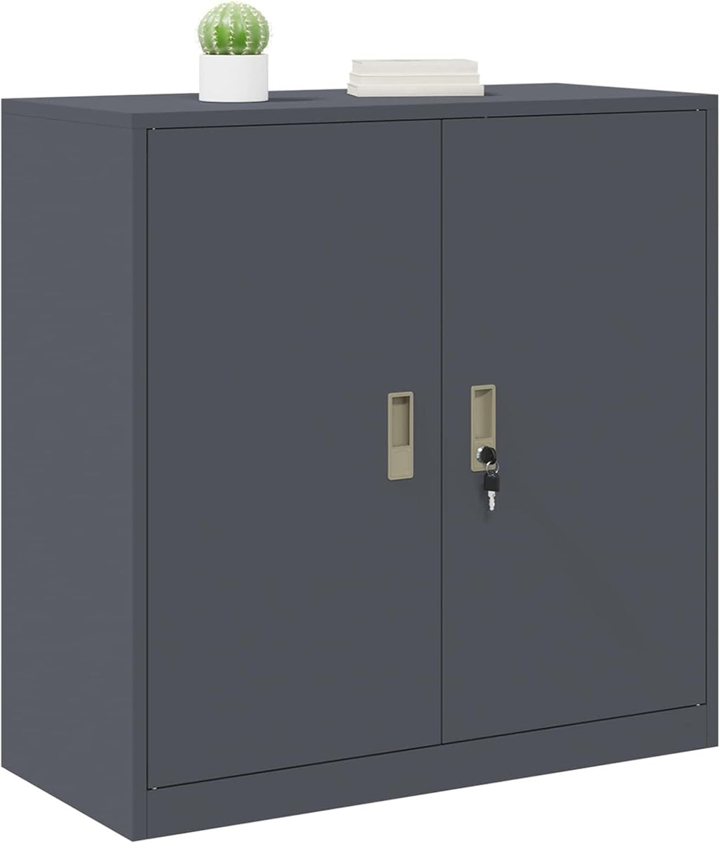 Przemysłowa stalowa szafka magazynowa z zamykanymi drzwiami, antracyt, 90 x 40 x 90 cm, szafka biurowa na dokumenty i artykuły biurowe, trwała stal malowana proszkowo