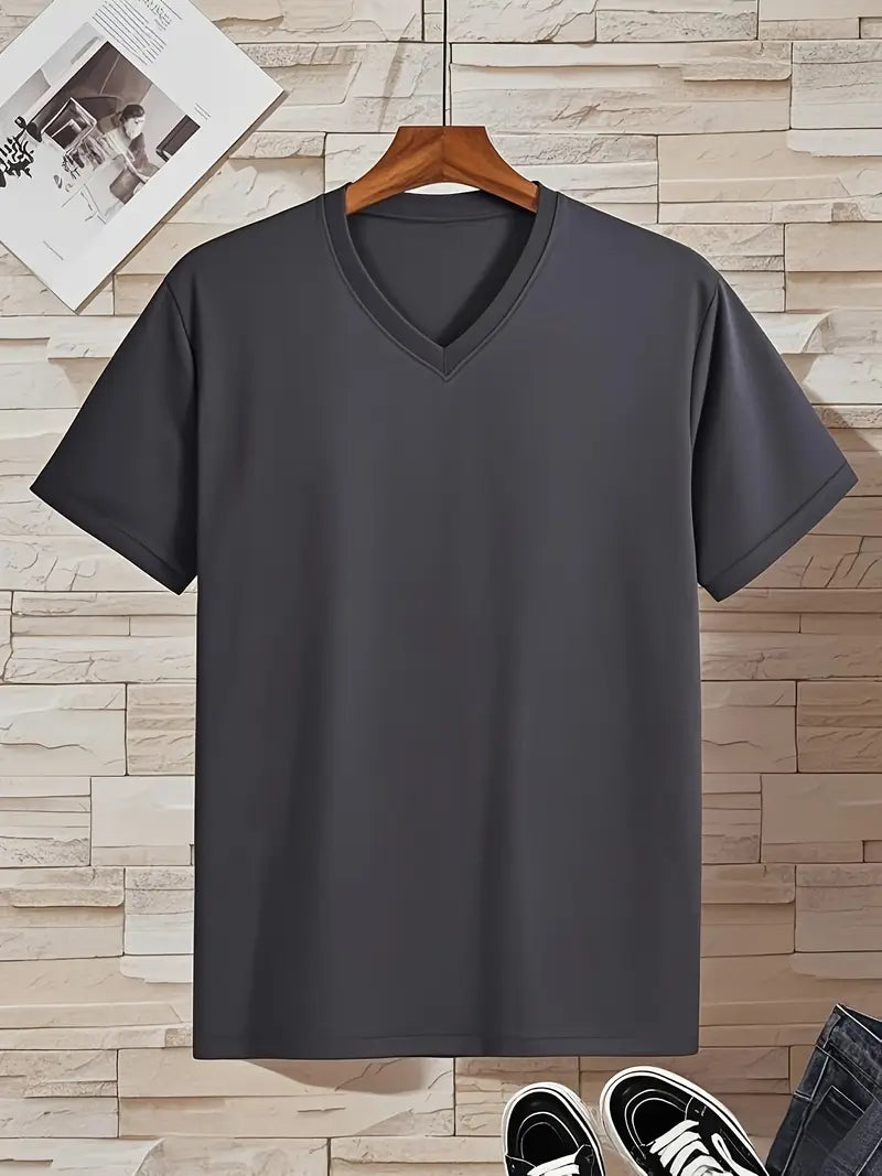 MĘSKI T-SHIRT Z DEKOLTEM V