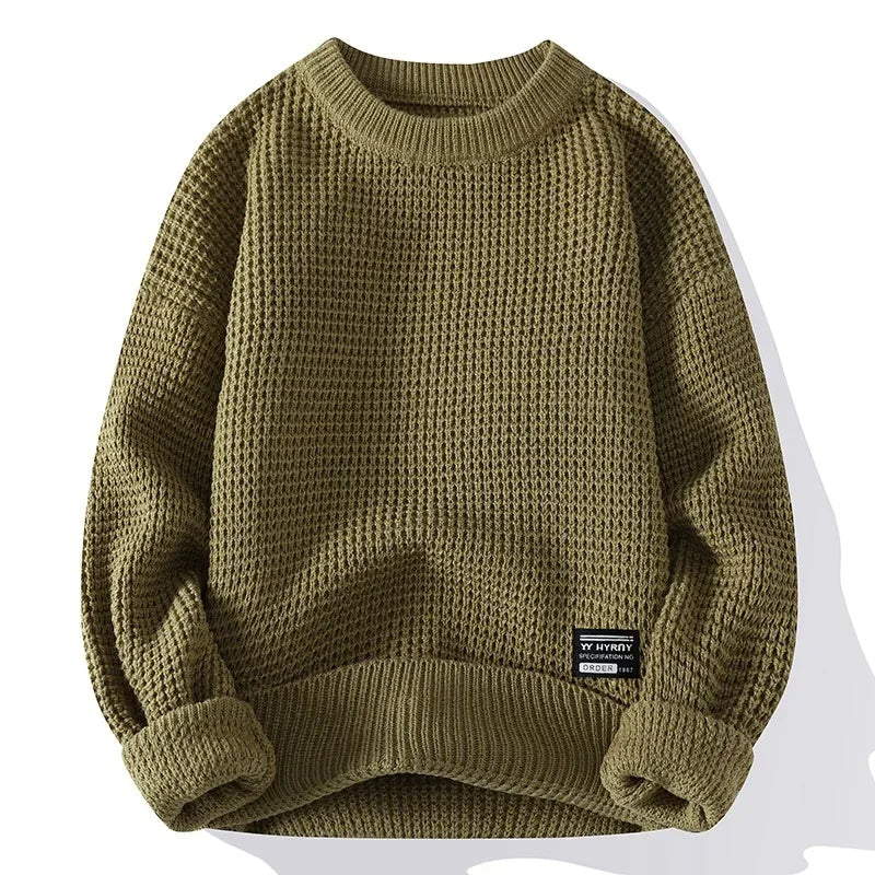 SWETER MĘSKI Z DZIANINY O FAKTUROWYM SPLOCIE