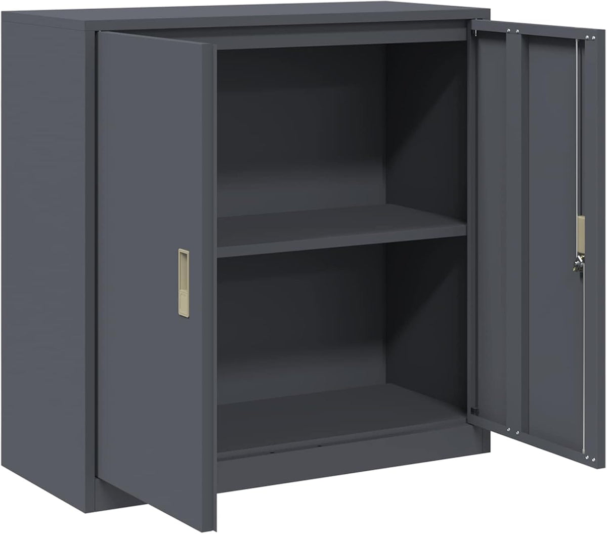 Przemysłowa stalowa szafka magazynowa z zamykanymi drzwiami, antracyt, 90 x 40 x 90 cm, szafka biurowa na dokumenty i artykuły biurowe, trwała stal malowana proszkowo