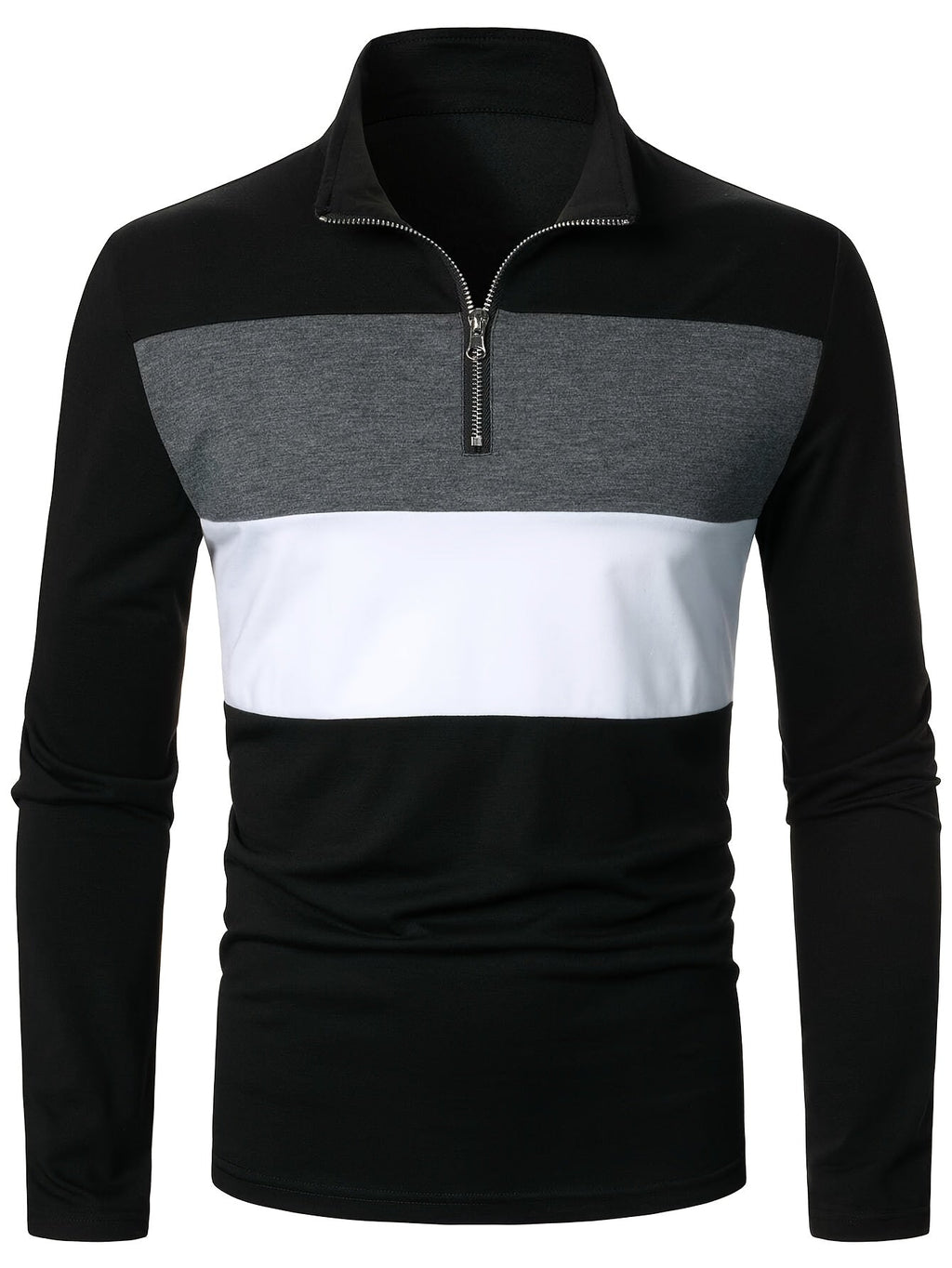 KOSZULA MĘSKA Z SUWAKIEM TYPU COLOR BLOCK