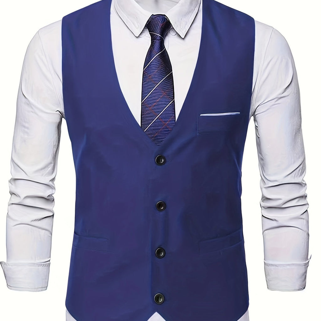 COLLARLESS POLYESTER VEST FOR MEN