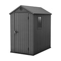 Keter Darwin 6 x 8 ft – ogrodowy domek magazynowy z dachem dwuspadowym i podwójnymi drzwiami, szary Evotech+ o wyglądzie drewna | odporny na blaknięcie | odporny na warunki atmosferyczne | bezpieczny | łatwy w utrzymaniu | 15 lat gwarancji