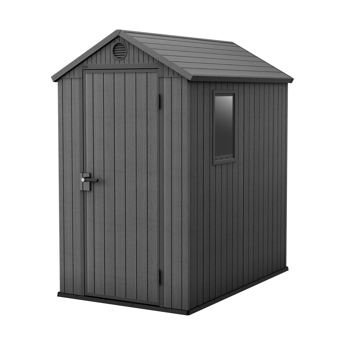 Keter Darwin 6 x 8 ft – ogrodowy domek magazynowy z dachem dwuspadowym i podwójnymi drzwiami, szary Evotech+ o wyglądzie drewna | odporny na blaknięcie | odporny na warunki atmosferyczne | bezpieczny | łatwy w utrzymaniu | 15 lat gwarancji