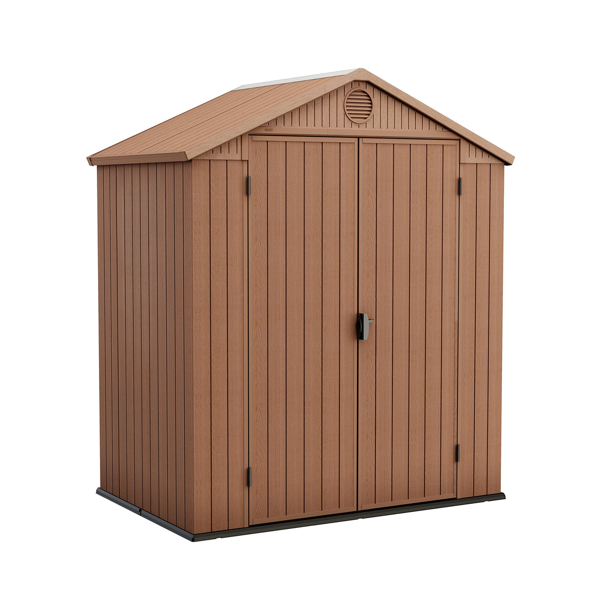 Keter Darwin 6 x 8 ft – ogrodowy domek magazynowy z dachem dwuspadowym i podwójnymi drzwiami, szary Evotech+ o wyglądzie drewna | odporny na blaknięcie | odporny na warunki atmosferyczne | bezpieczny | łatwy w utrzymaniu | 15 lat gwarancji