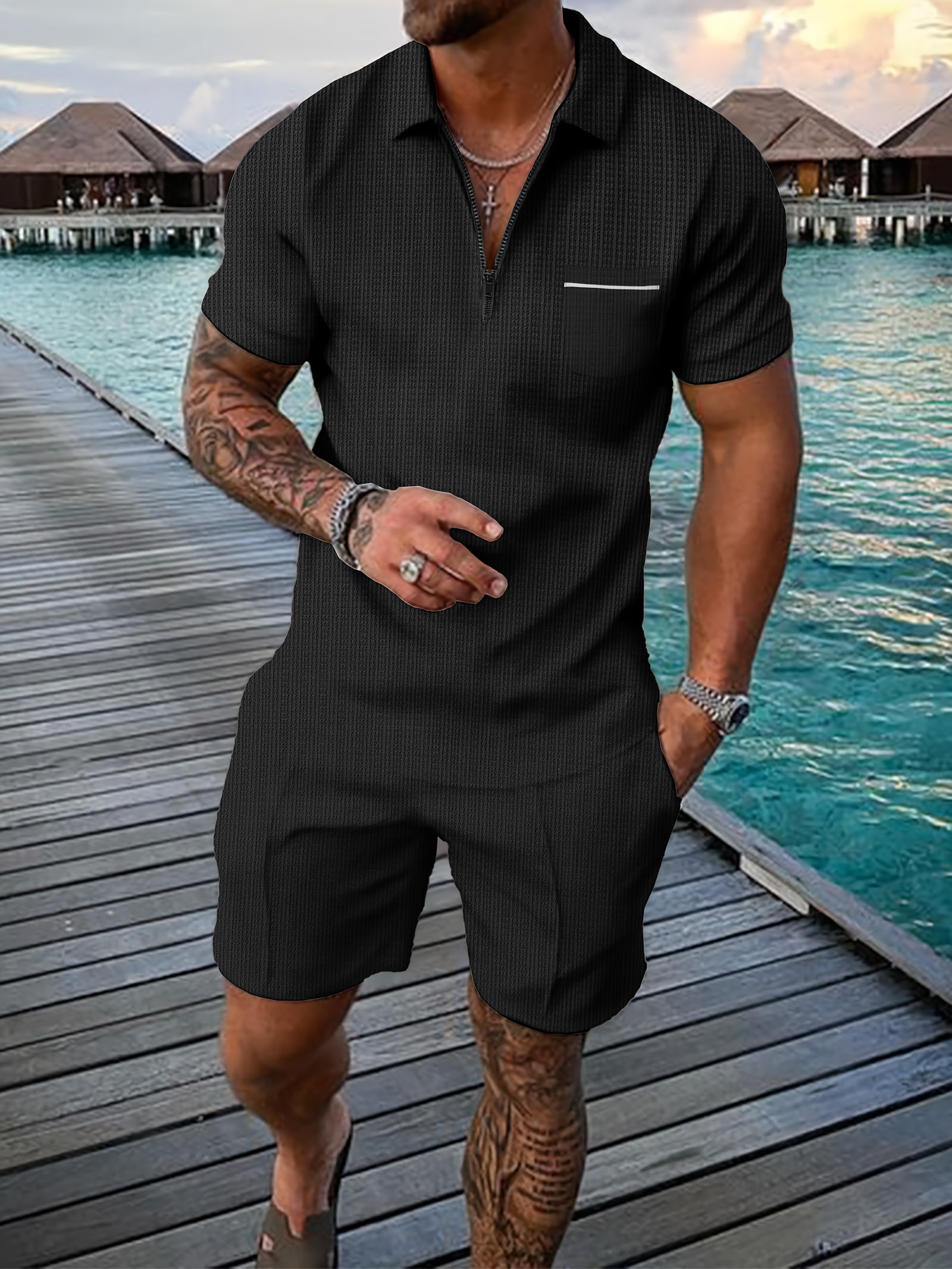 DRAWSTRING POLO SET FOR MEN