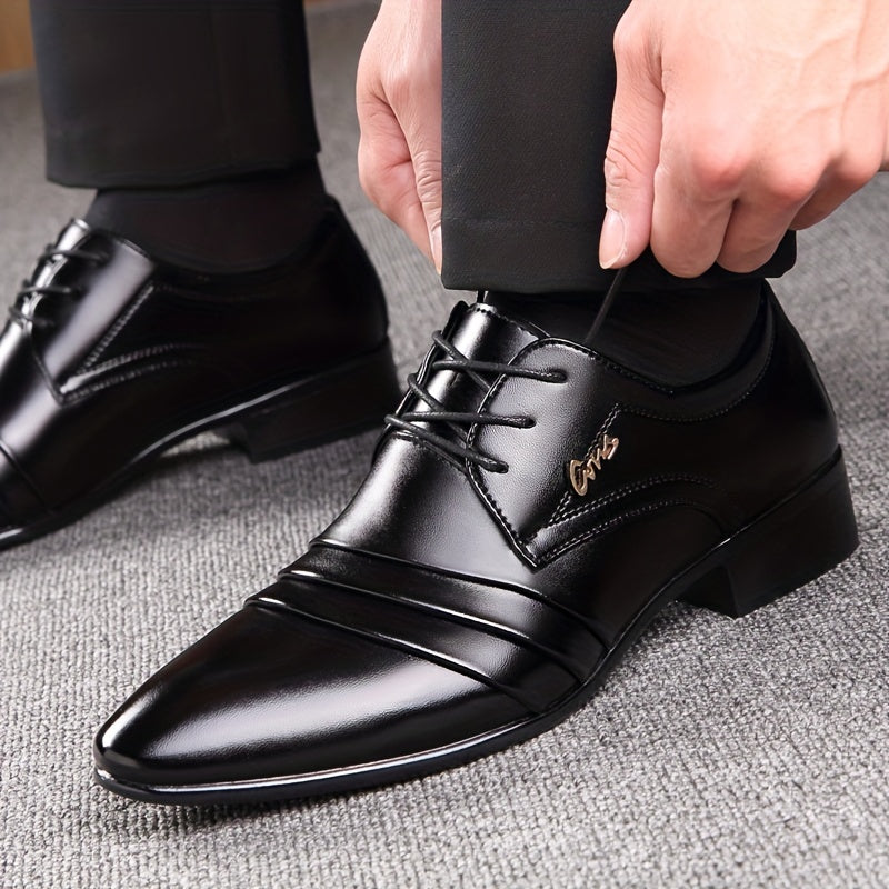 MĘSKIE BIZNESOWE BUTY SZNUROWANE Z PU