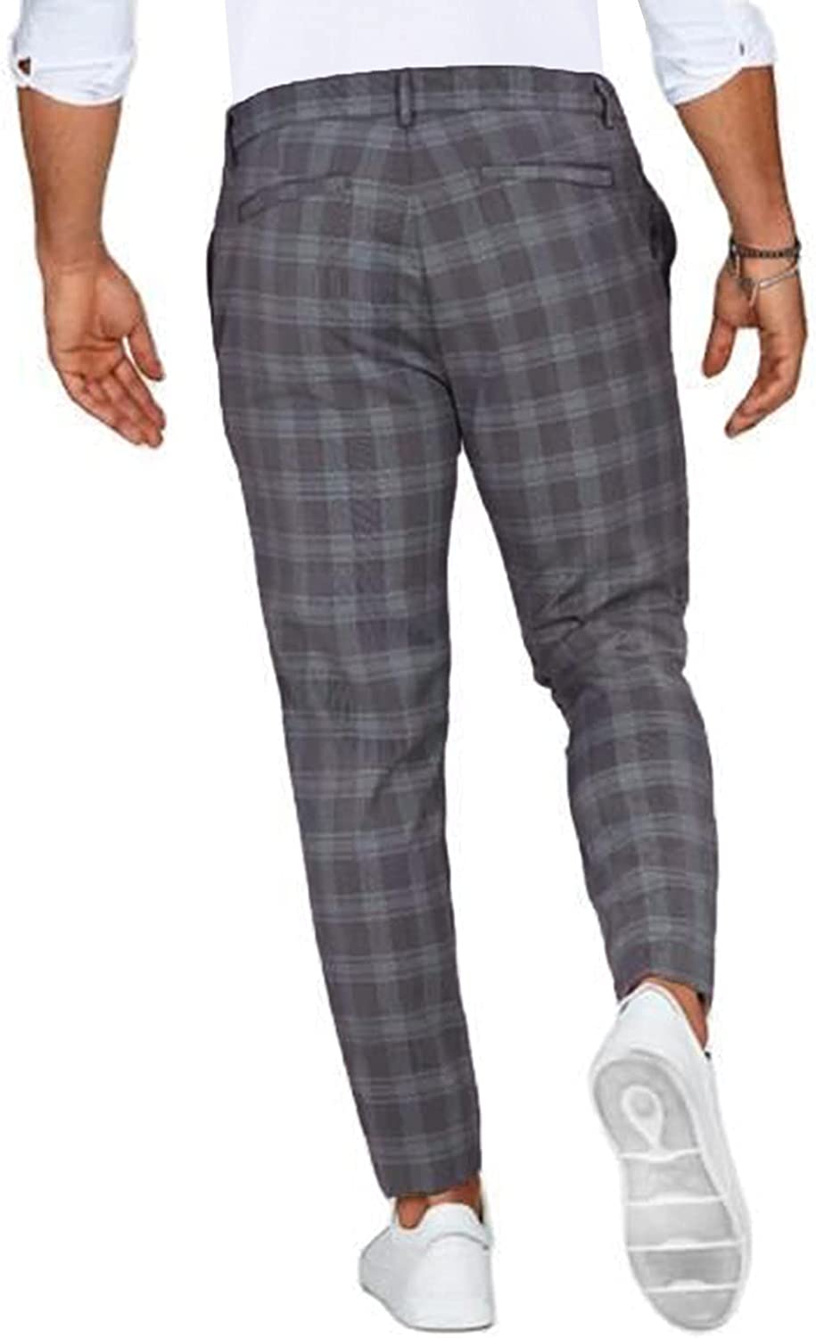 MĘSKIE SPODNIE CHINO W KRATĘ SLIM
