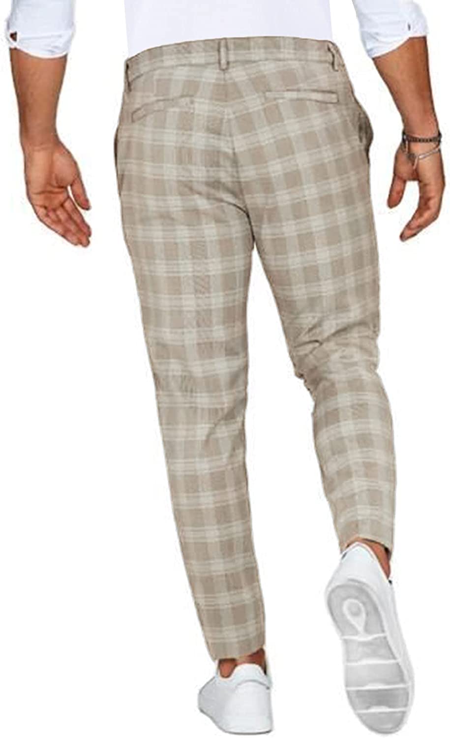 MĘSKIE SPODNIE CHINO W KRATĘ SLIM
