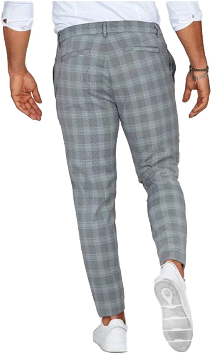 MĘSKIE SPODNIE CHINO W KRATĘ SLIM