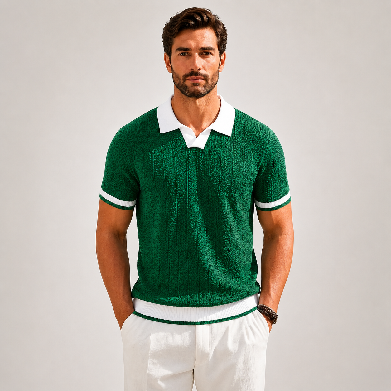 CONTRAST TRIM POLO FOR MEN