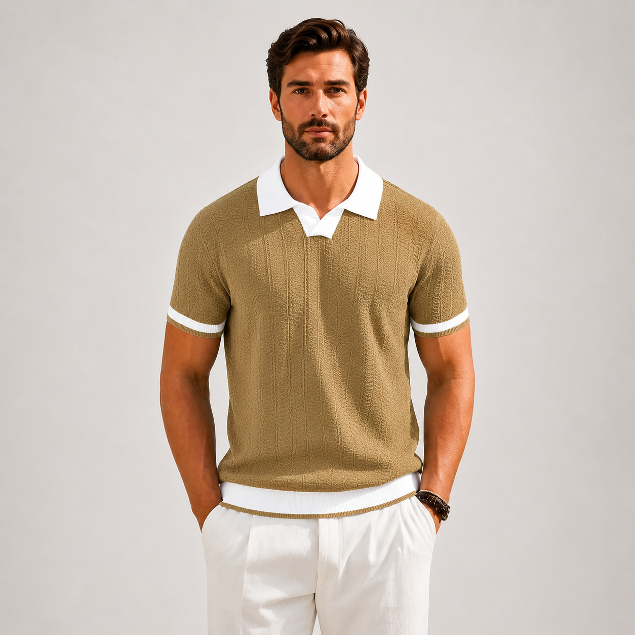 CONTRAST TRIM POLO FOR MEN