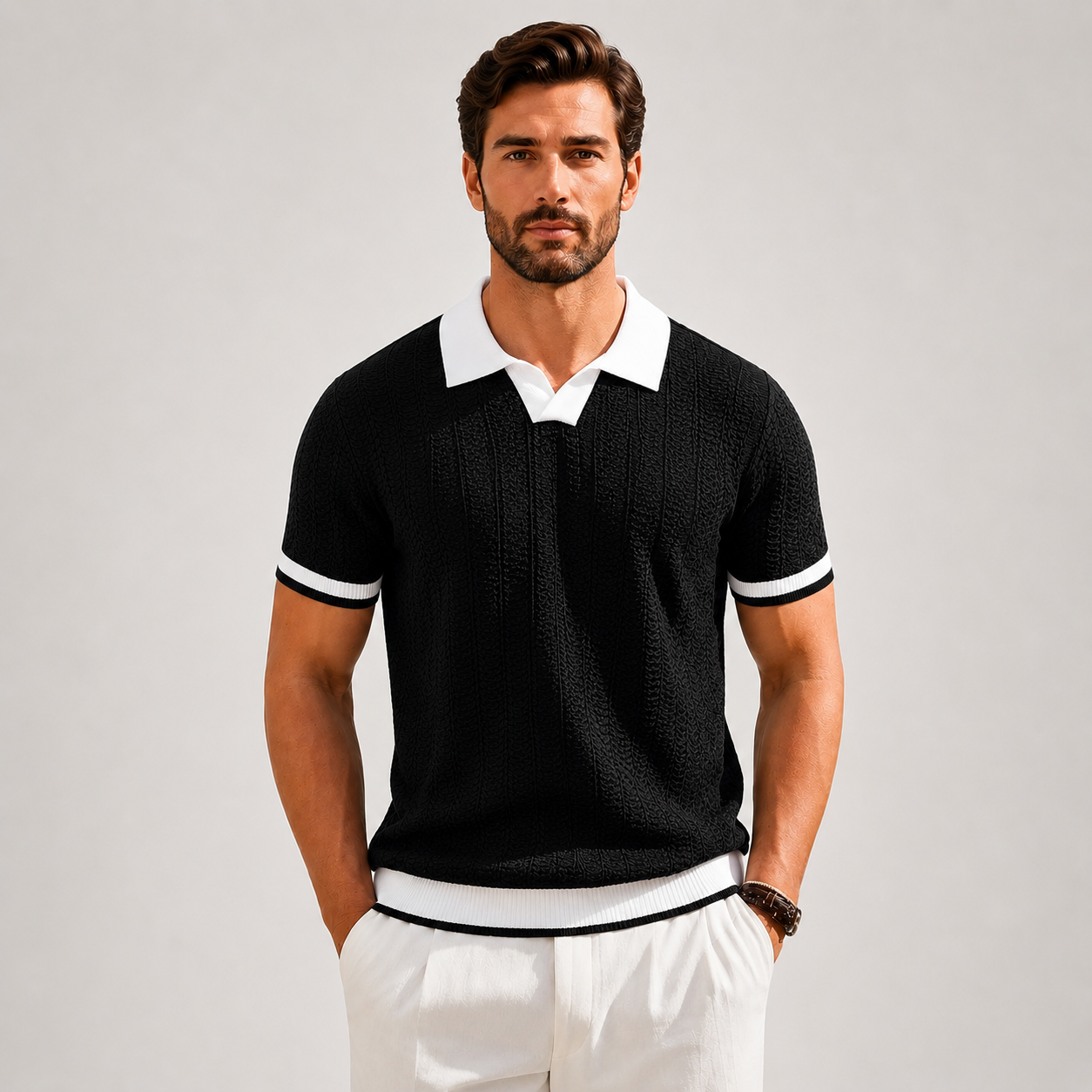 CONTRAST TRIM POLO FOR MEN