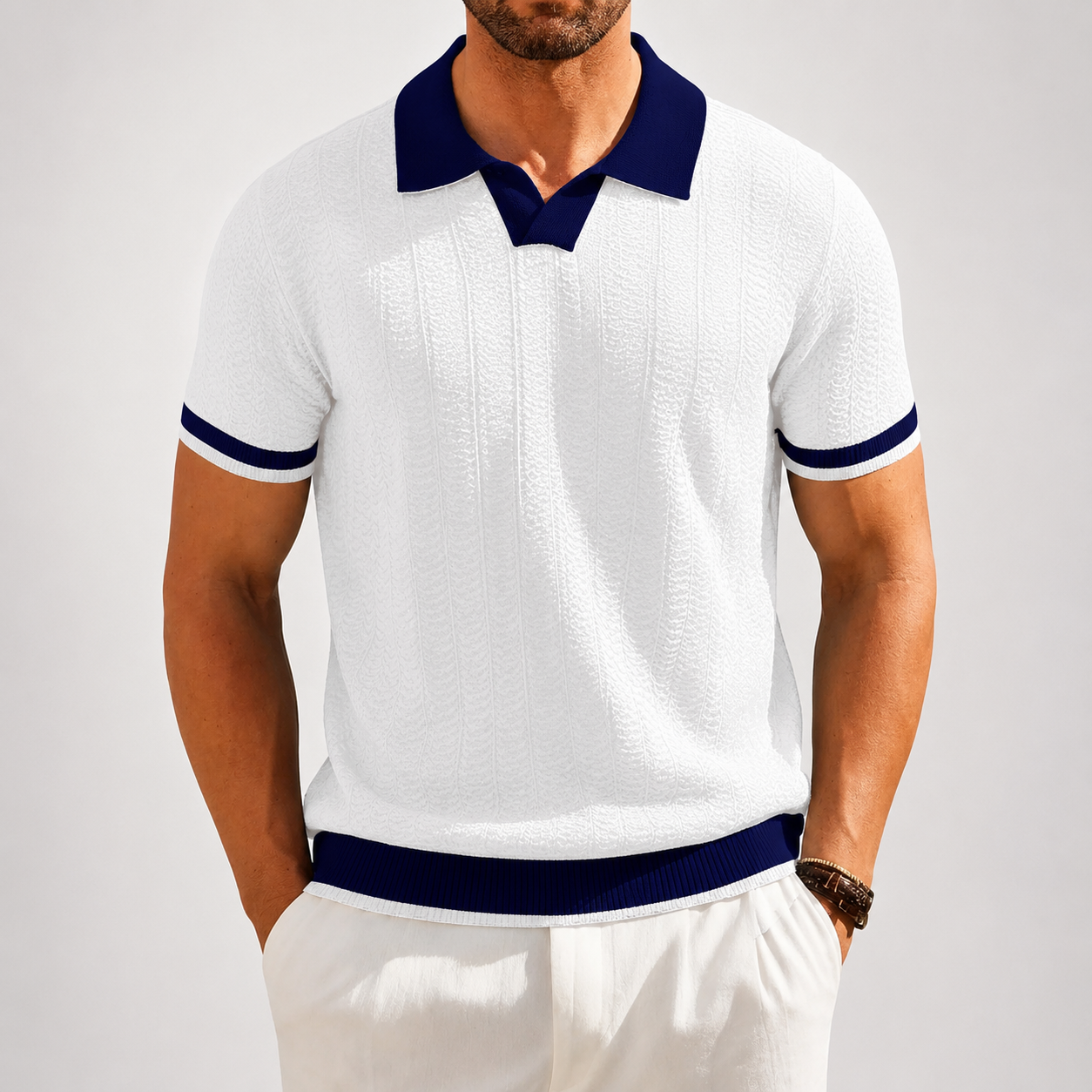 CONTRAST TRIM POLO FOR MEN