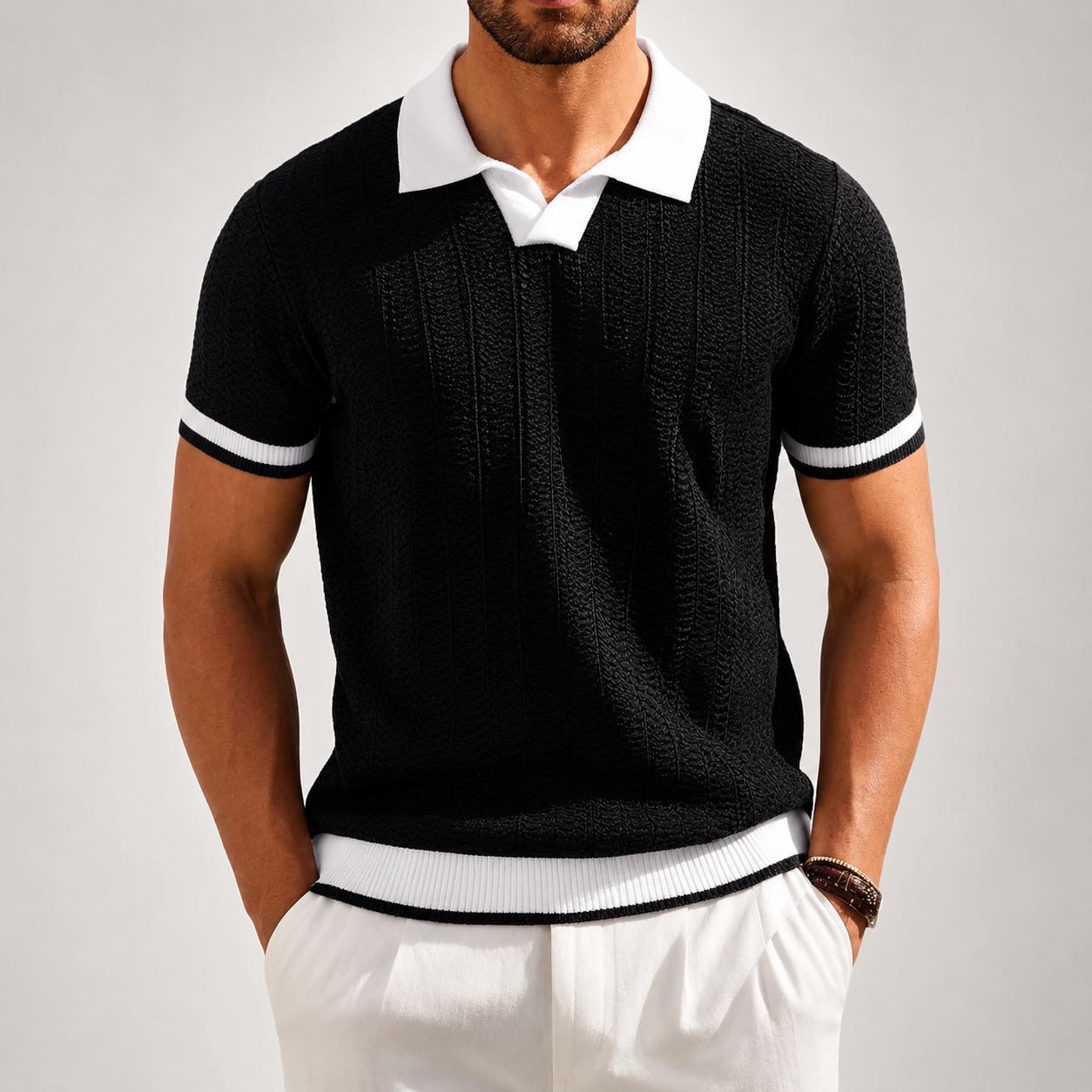 CONTRAST TRIM POLO FOR MEN
