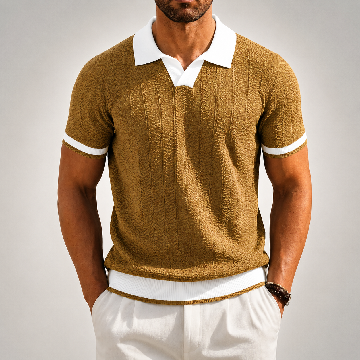 CONTRAST TRIM POLO FOR MEN