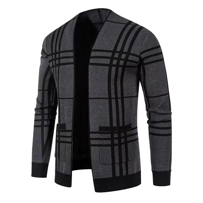 ROZPINANY SWETER MĘSKI W SZACHOWNICĘ