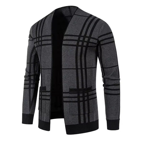 ROZPINANY SWETER MĘSKI W SZACHOWNICĘ