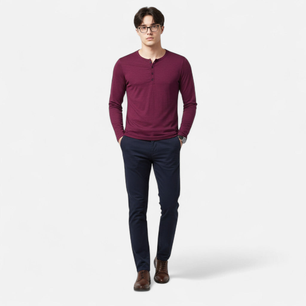 KOSZULA MĘSKA HENLEY SLIM FIT