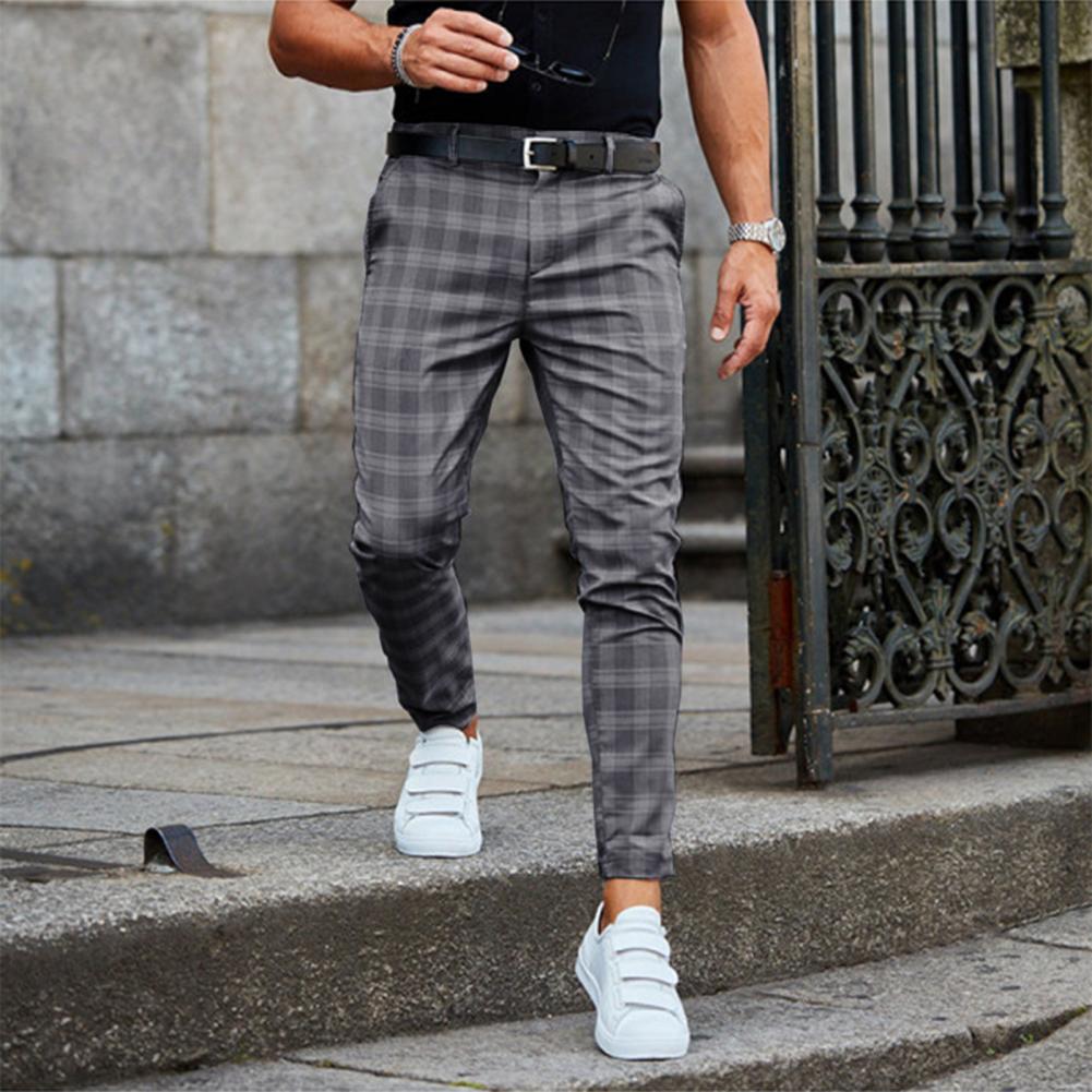MĘSKIE SPODNIE CHINO W KRATĘ SLIM