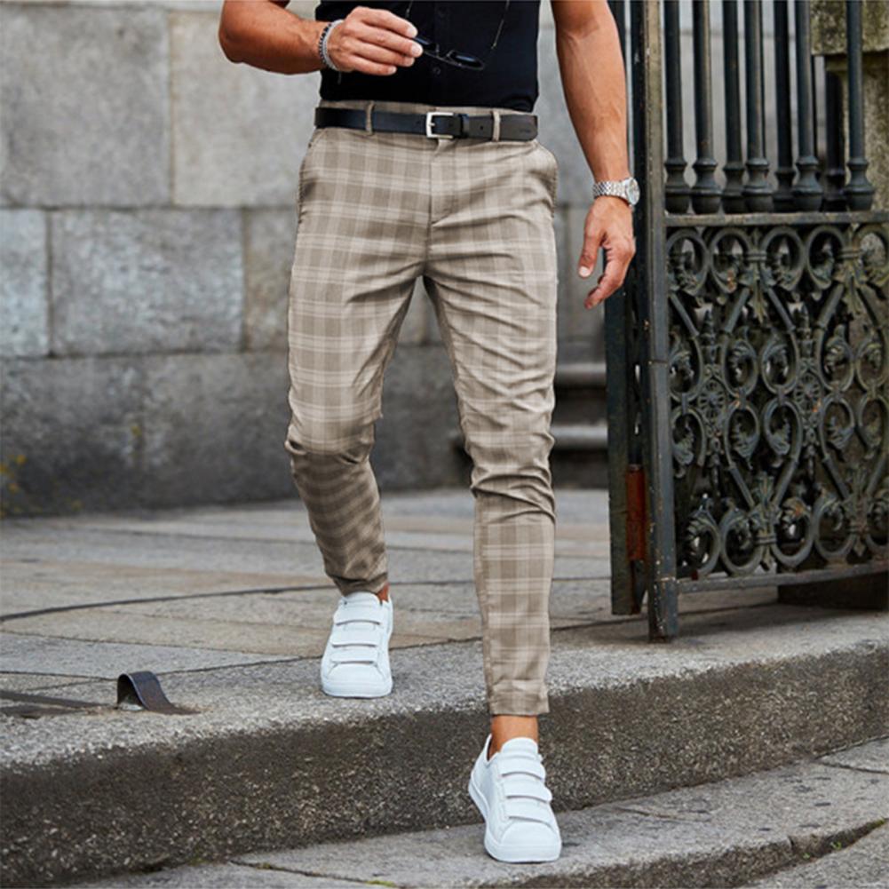 MĘSKIE SPODNIE CHINO W KRATĘ SLIM