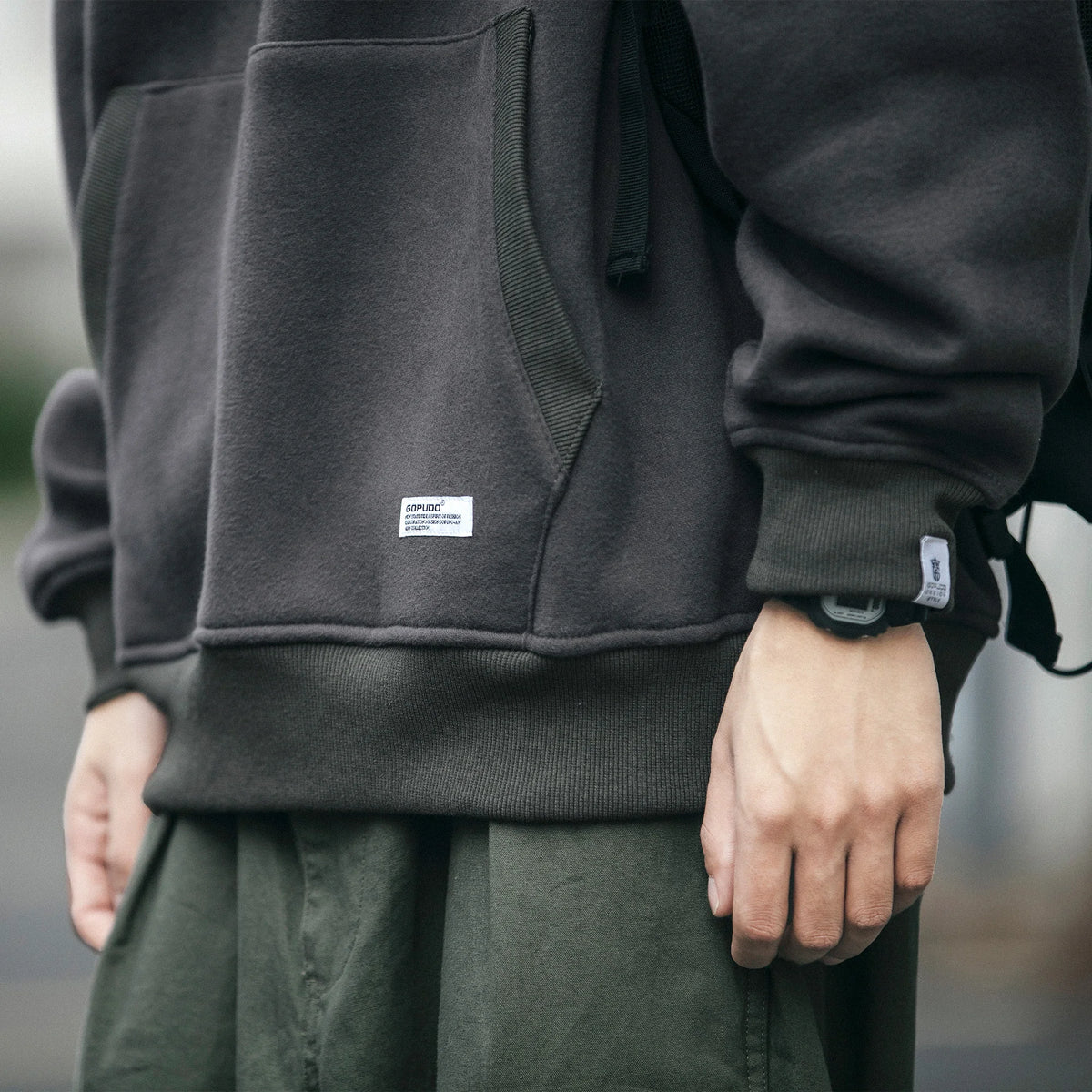 Men's Thin Fleece Streetwear Hoodie, Plus Size