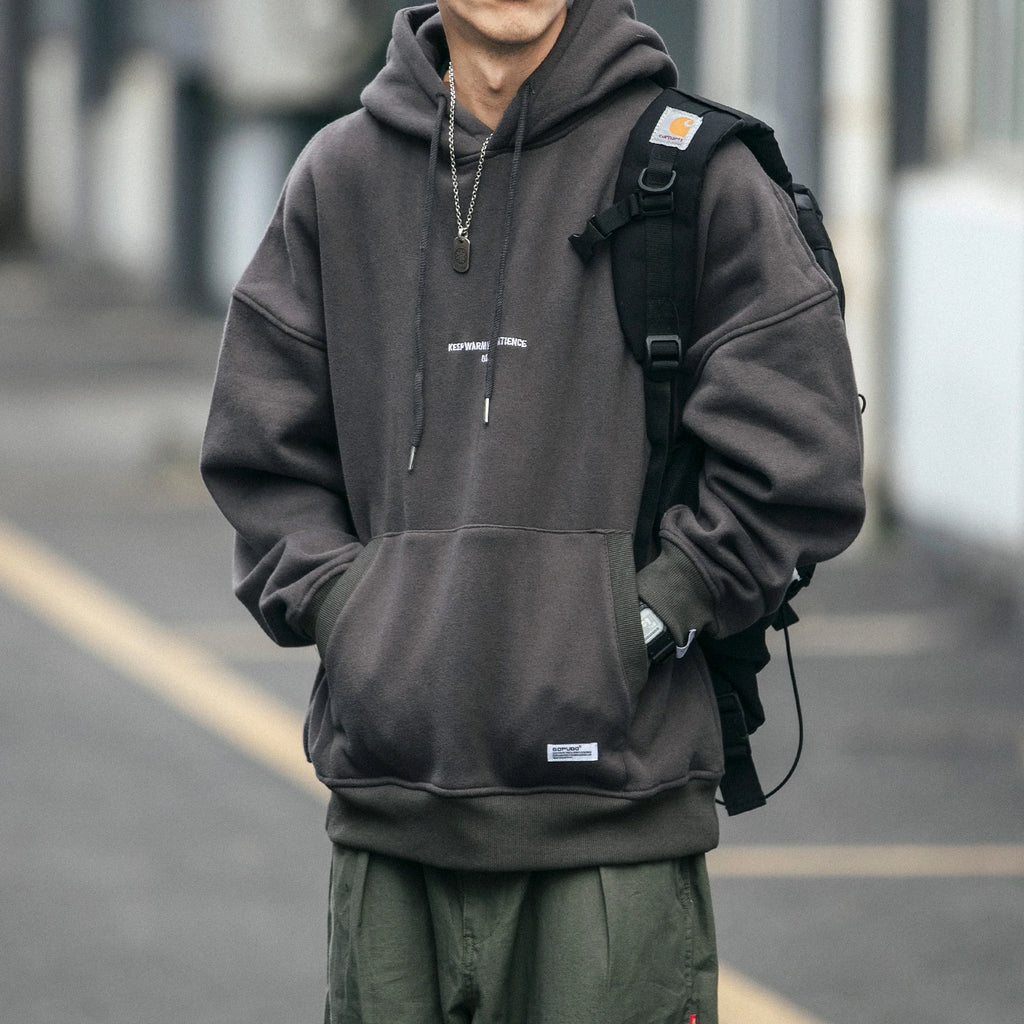 Men's Thin Fleece Streetwear Hoodie, Plus Size