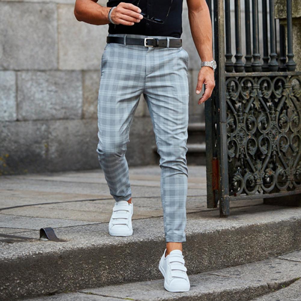 MĘSKIE SPODNIE CHINO W KRATĘ SLIM