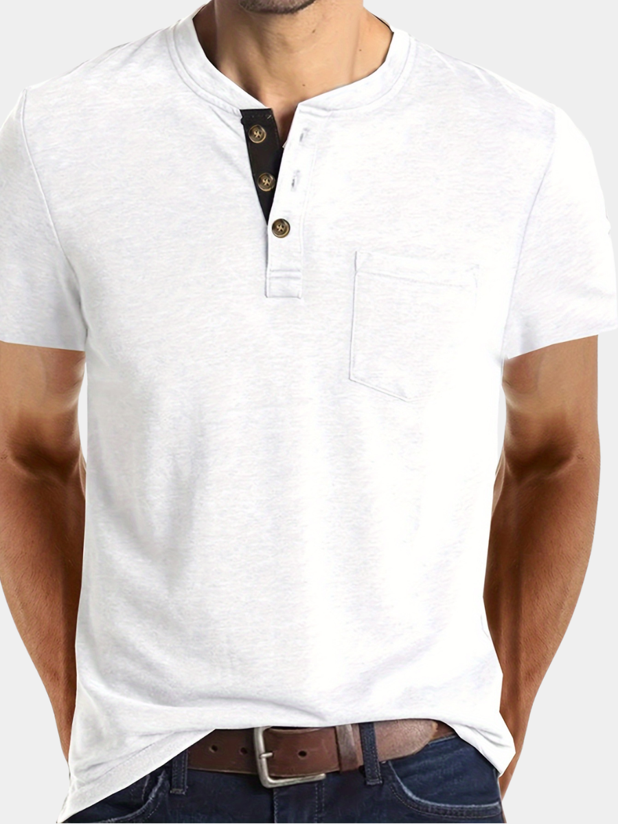 COTTON BLEND HENLEY TOP FOR MEN
