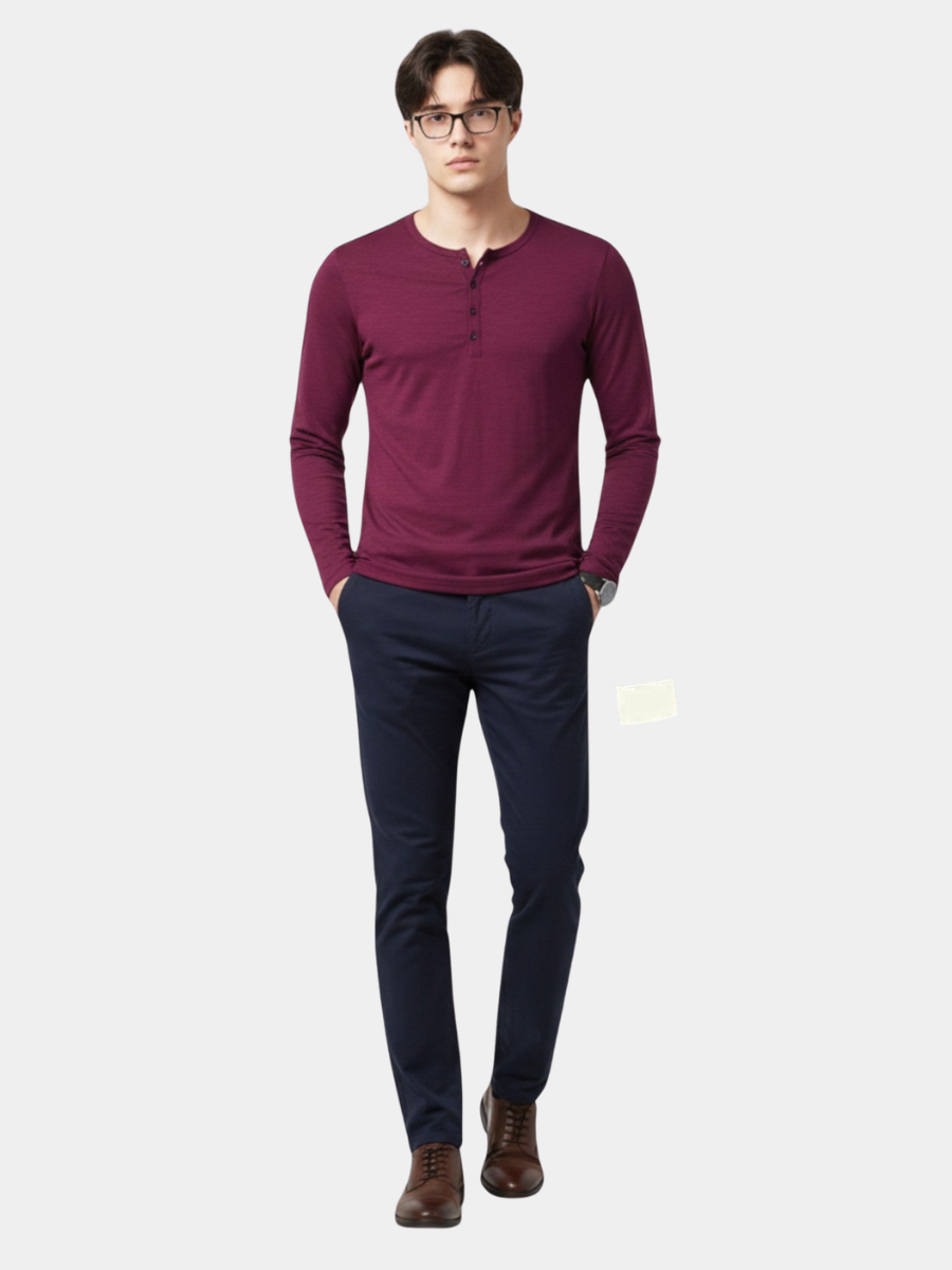 KOSZULA MĘSKA HENLEY SLIM FIT