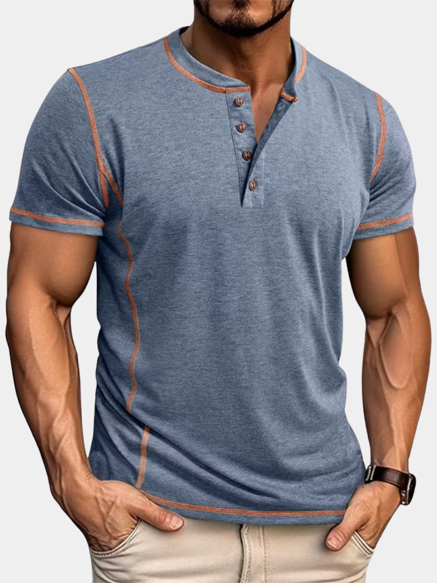 MĘSKA KOSZULKA HENLEY Z GUZIKAMI