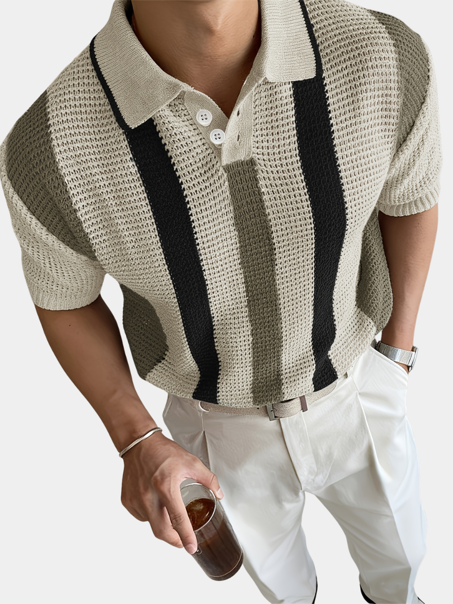 CONTRAST STRIPED POLO FOR MEN