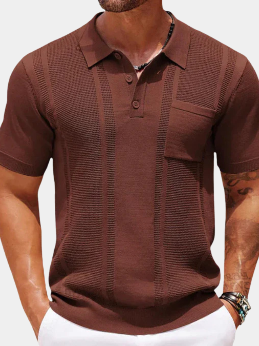 ELEGANCKA KOSZULKA POLO Z FAKTURĄ DLA MĘŻCZYZN