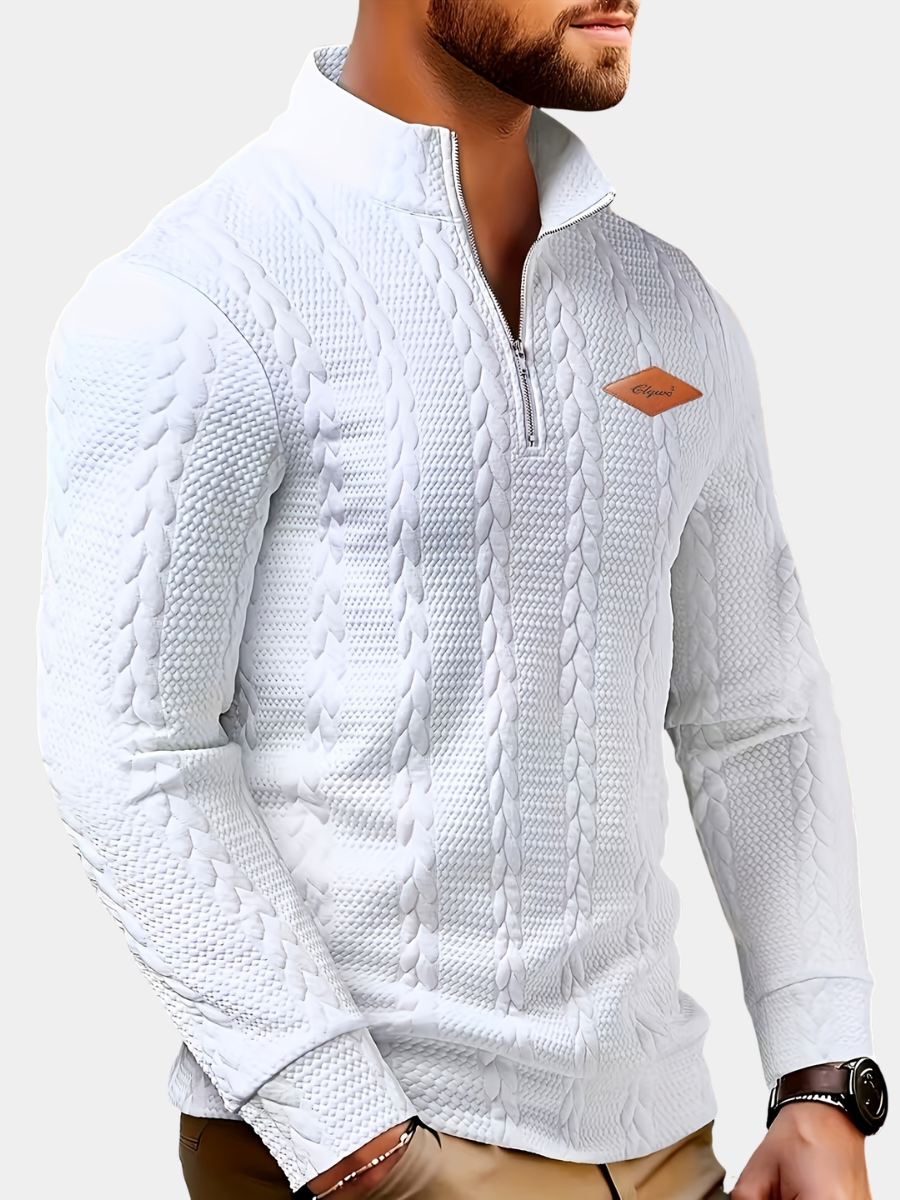 SWETER MĘSKI Z DZIANINY Z ZAMKIEM BŁYSKAWICZNYM