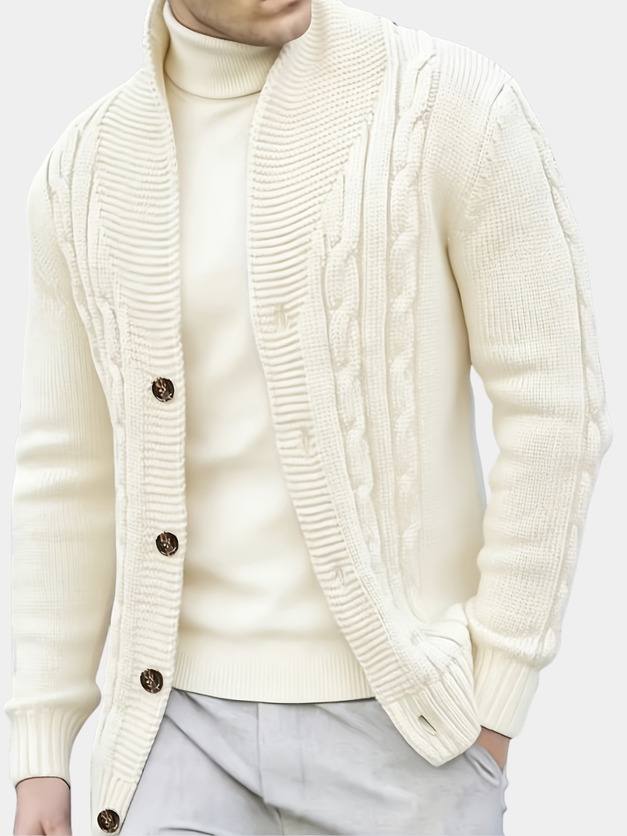 Sweter męski z dzianiny prążkowanej