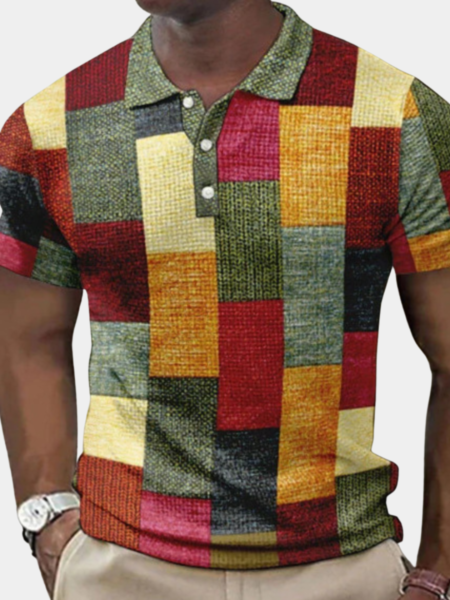 KOSZULKA POLO MĘSKA W STYLU PATCHWORK