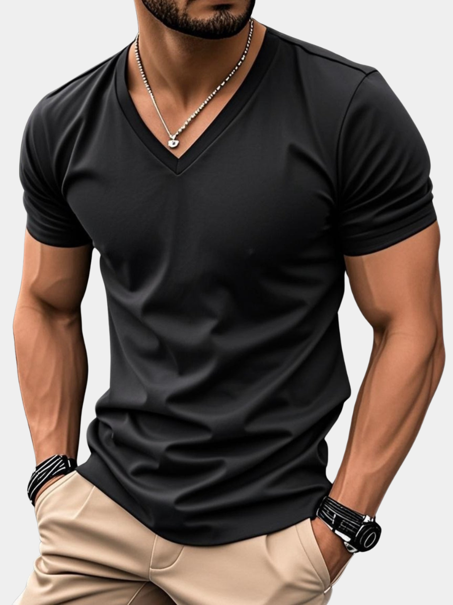 MĘSKI T-SHIRT Z DEKOLTEM V