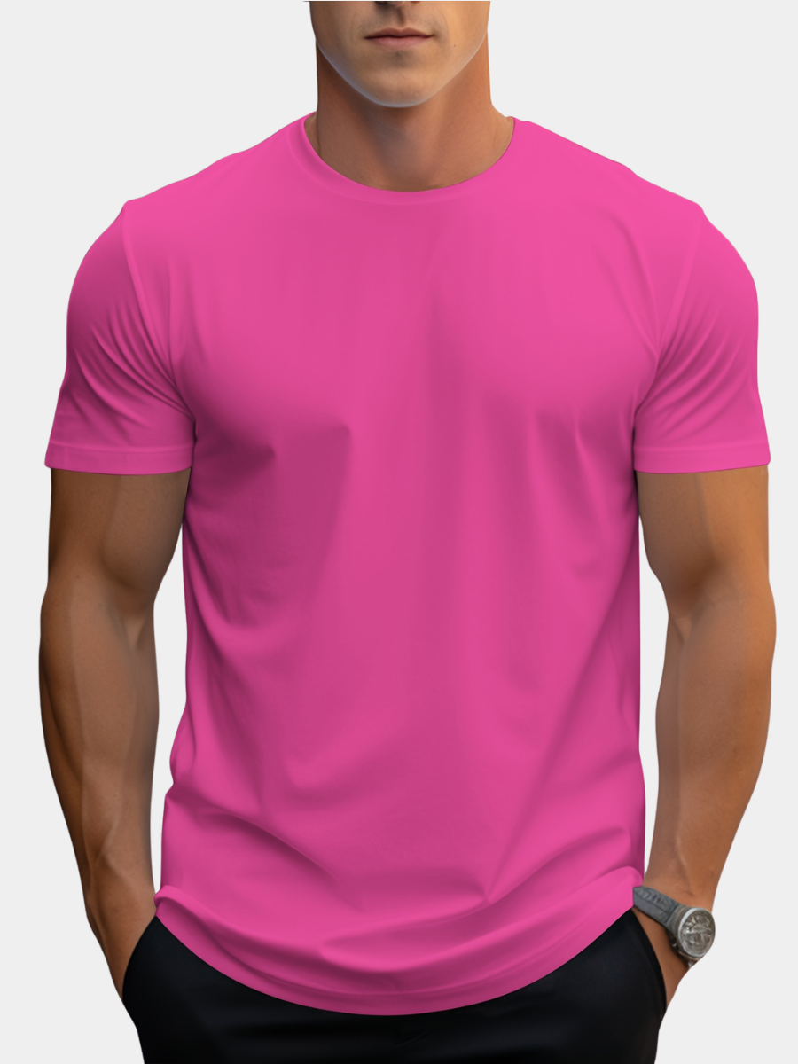 BAWEŁNIANY T-SHIRT MĘSKI Z OKRĄGŁYM DEKOLTEM