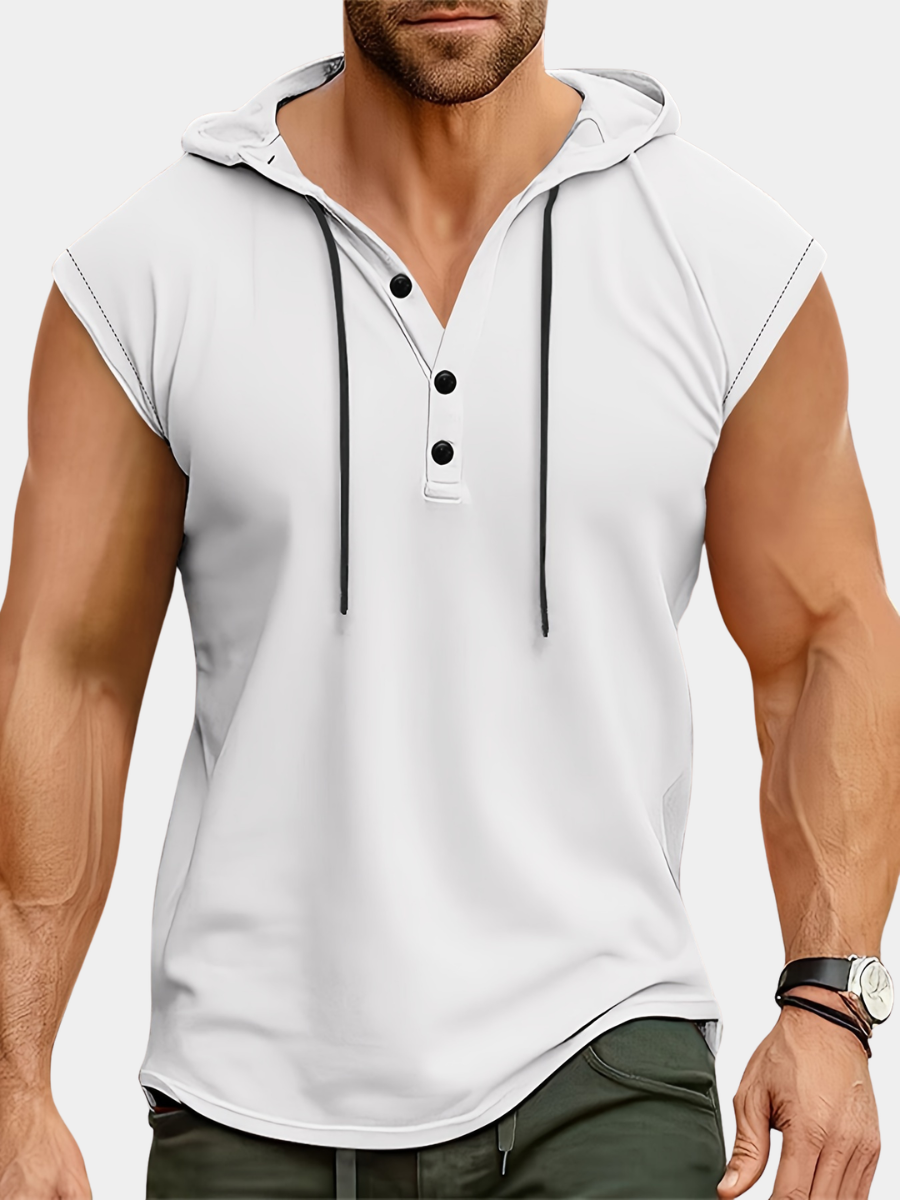 MĘSKA BLUZA HENLEY Z KAPTUREM